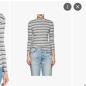 FRAME Striped Mock Turtleneck Sweater